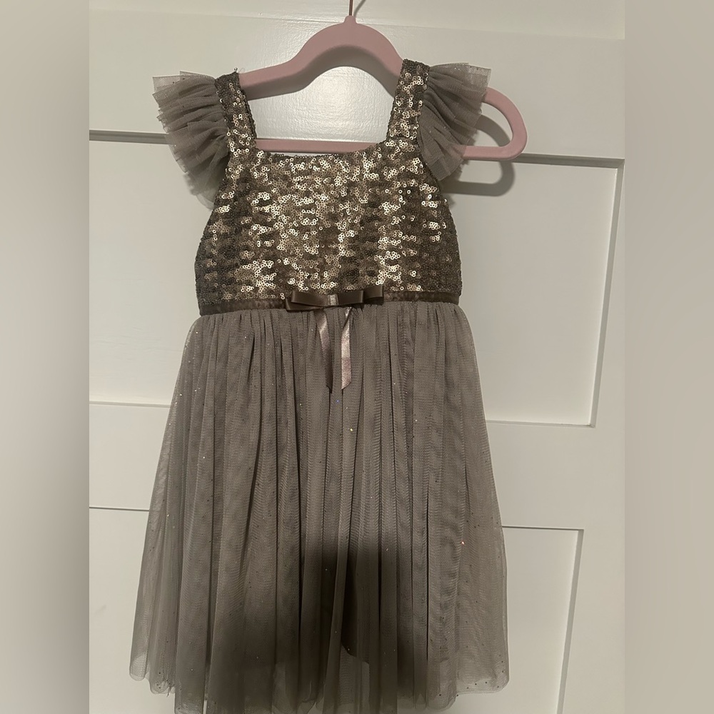 Popatu Gold and Grey Sequin Dress